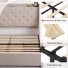 Whizmax Upholstered Bed Frame --Upholstered Wingback Headboard and 4 Storage Drawers, CreamColor - 4 of 4