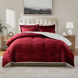 Swift Home | Reversible Micromink and Faux Shearling 3-Piece Fall/Winter Comforter Set - 1 of 4