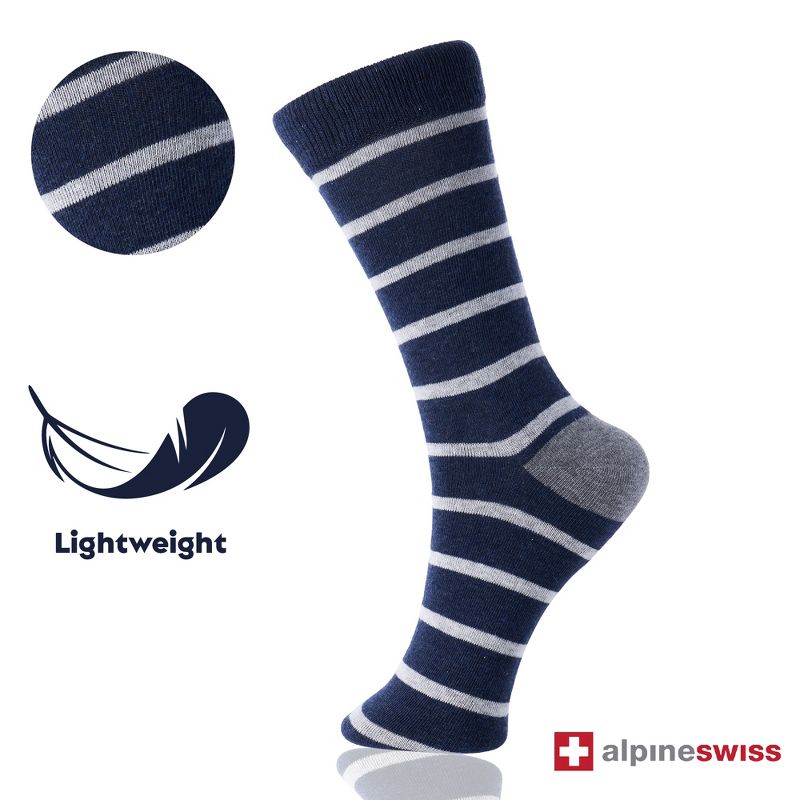 Alpine Swiss Mens Cotton 6 Pack Dress Socks Solid Ribbed Argyle Shoe Size 6-12, 5 of 8