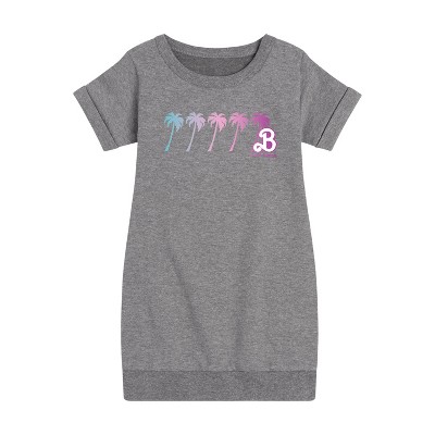 - Barbie - Palm Trees Graphic Short Sleeve Fleece Dress