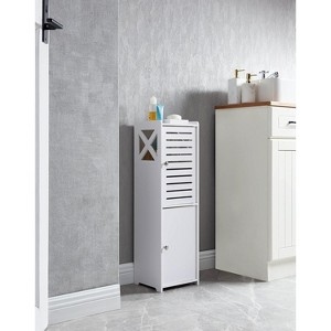 Kings Brand Furniture – Crane Free-Standing Bathroom Storage Cabinet Organizer Unit with 2 Doors, White - 1 of 3