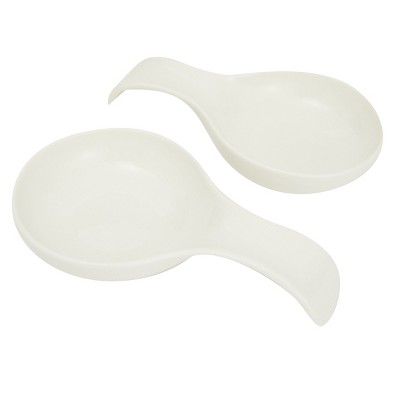 Juvale 2 Pack Farmhouse Ceramic Spoon Rest Holder for Kitchen Stove Top, 4.75 x 8 in