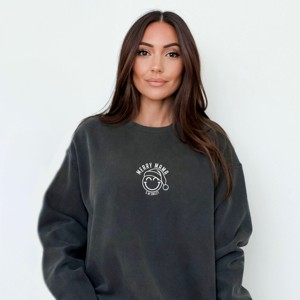 S.W.Smiley Merry Mama Outline - Women's Garment Dyed Graphic Sweatshirt - 1 of 4