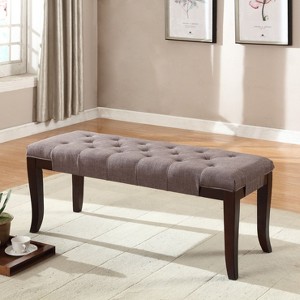 PAGED 48" Ottoman Bench, Modern Wooden Dining Bench with Turned Legs, Upholstered End of Bed Footrest for Living Room, Bedroom, Entryway - 1 of 4