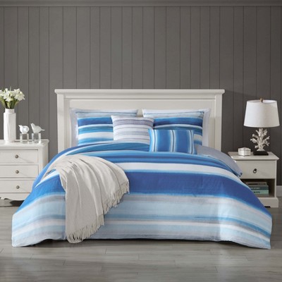 Bebejan Maia Blue 100% Cotton 5-piece Reversible Comforter Set - Queen ...