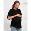 Womens Maternity Shirts Summer Ribbed knit Short Sleeve Casual Pregnancy Clothes Crewneck Loose Maternity Tops - 4 of 4