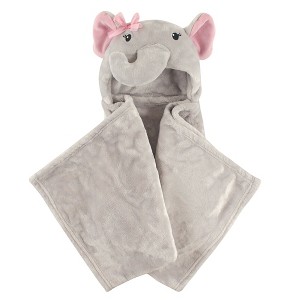 Hudson Baby Infant Girl Hooded Animal Face Plush Blanket, Pretty Elephants, One Size - 1 of 2