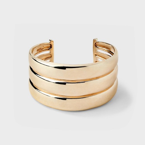 Thick gold hot sale cuff bracelet