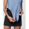 Allegra K Women's Retro Striped Button Up Short Sleeve Tie Front Crop Shirt - 4 of 4
