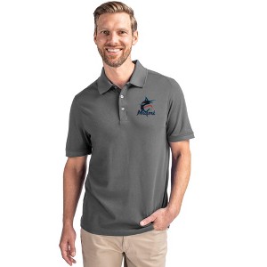 Miami Marlins Cutter & Buck Advantage Eco Tri-Blend Pique Mens Big and Tall Polo - 1 of 1