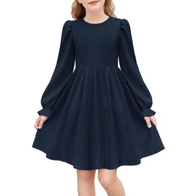 girls winter formal dress Arshiner Sweater Dresses Puff Sleeve Fall White Navy Blue 10-11 Years Size:EU  46  | US12    | UK11    | 11AUS   |  Foot Length: 290 cm and with a comfy Prom_Maternity_Dress Alexander McQueen Slashed Harness