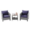 Sonkuki 3-Piece Patio Sofa Set Wicker Furniture Set Brown/Gray Rattan with Side Table - 2 of 4
