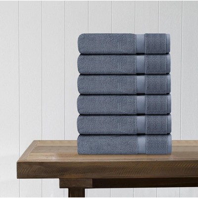 Delara 100% Organic Cotton Soft, Quick Dry & Ultra-Absorbent Wash Cloth (Pack of 6), Mineral Blue