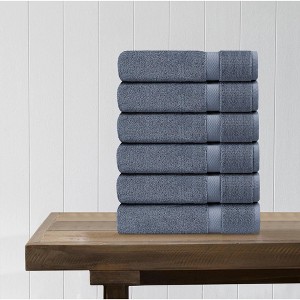 Delara 100% Organic Cotton Soft, Quick Dry & Ultra-Absorbent Wash Cloth (Pack of 6), Mineral Blue - 1 of 4