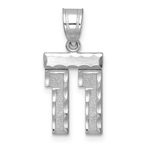 Black Bow Jewelry 14k White Gold, Varsity Collection, Small D/C Pendant, Number 11 - 1 of 3