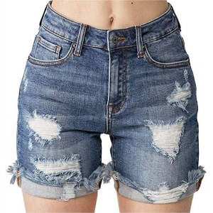 Women's Distressed Cuffed Shorts - Plus - RISEN - 1 of 2