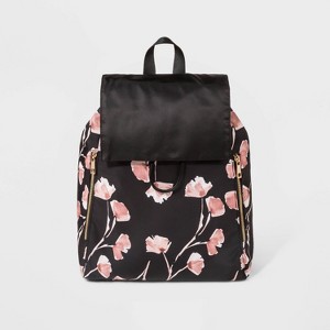 Floral Print Flap Backpack - A New Day Black, Women