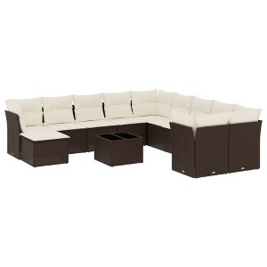 vidaXL Garden Sofa Set Brown PE Rattan Large Modular Garden Sofa Set - 1 of 4