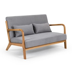 NicBex 45.7 Inch Mid-Century Modern Sofa,2 Seat Couch with Solid Wood Armrest and Feet for Small Space,Bedroom,Apartment - 1 of 4