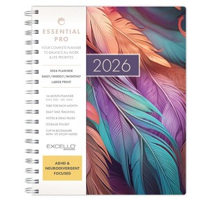 Essential PRO 2026 Daily, Weekly/Monthly Planner, 7"x9": 14 Months (Nov 2025-Dec 2026) Tabs,Notes Pages,Storage Pocket,Bookmark (Pastel Peacock) - 1 of 4