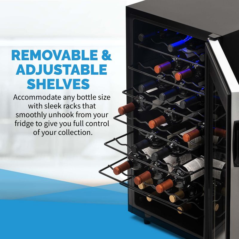 Newair Freestanding 50 Bottle Compressor Wine Fridge in Stainless Steel, Adjustable Racks and Exterior Digital Thermostat, 4 of 17