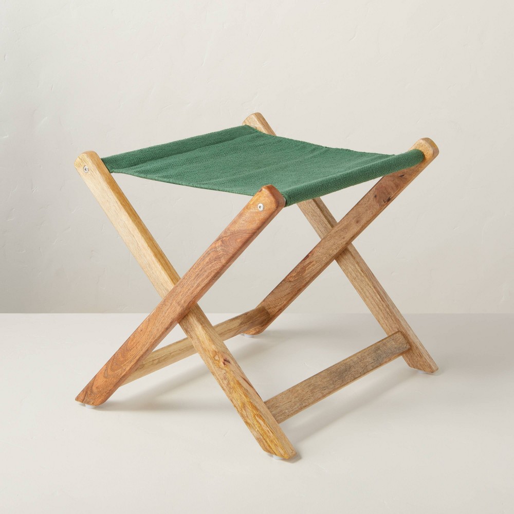 Foldable Canvas & Wood Garden Seat Green - Hearth & Hand with Magnolia