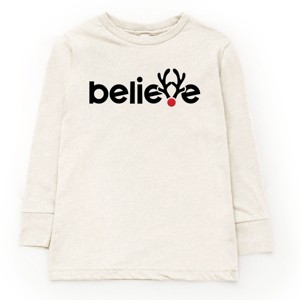 Believe Reindeer Antlers - Youth Long Sleeve Tee - 1 of 2