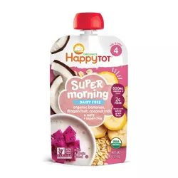 HappyTot Super Morning Organic Bananas Dragonfruit Coconut Milk & Oats with Super Chia Baby Food Pouch - 4oz