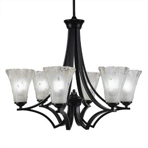 Toltec Lighting Zilo 6 - Light Chandelier in  Matte Black with 5.5" Fluted Frosted Crystal Shade - 1 of 1