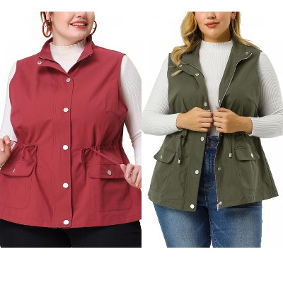 Agnes Orinda Women's Plus Size Lightweight Sleeveless Drawstring Waist Sleeveless Scrub Vests