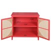Crete Rattan Accent Storage Cabinet with 2 Rattan Doors,Semicircular Shape Doors Natural Storage Cabinet With 1 Adjustable Inner Shelves-Maison Boucle - 4 of 4
