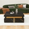 Vynxaria Series 43.3 in. Black Square MDF End Table with 4 Drawers and Gold Accents - 2 of 4
