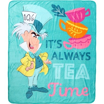 Disney Alice In Wonderland Mad Hatter Tea Time Silk Touch Throw Blanket 50" x 60"