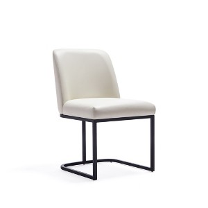Sapphtopaz Modern Dining Chairs with Mid-Backrest PU Leather Upholstered Living Room Chair with Geometic Semi Circle Metal Base for Dining Room - 1 of 4
