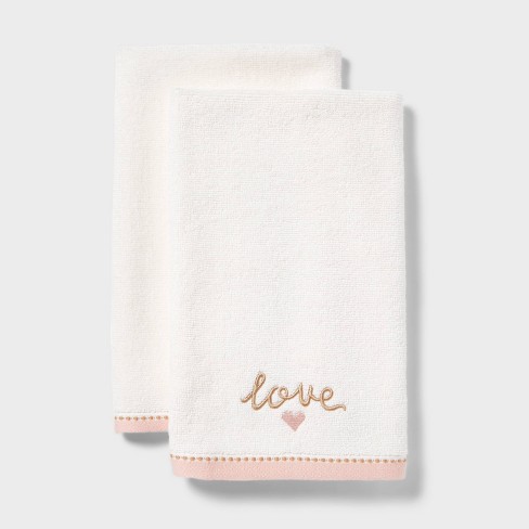 Mill & Thread 2pc Embroidered Hand Towel - Wash It, Wash It Real Good White