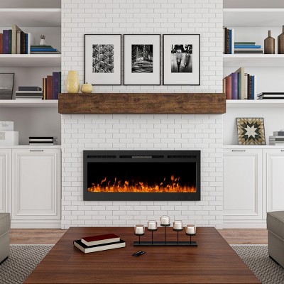 50 Electric Fireplace-Front Vent for Wall Mount or Recessed-Realistic LED Flame-Faux Log & Crystal Media Options, Remote Control by Northwest (Black)