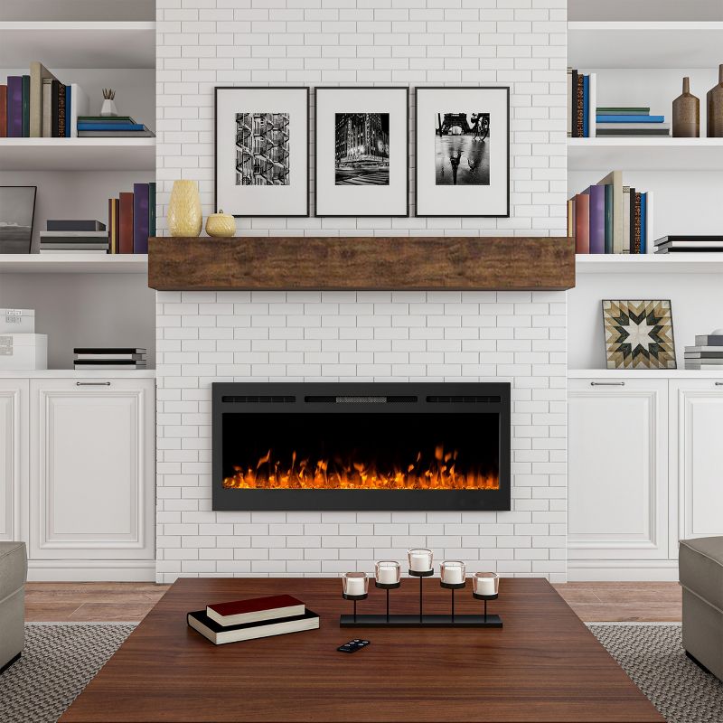 Northwest 50-Inch Wall Mounted Electric Fireplace with Remote (Black), 2 of 11
