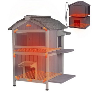 Aivituvin 2-Story Heated Cat House with Liner | Weatherproof Cat Shelter-AIR94-IN-HP - 1 of 4