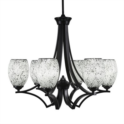 Toltec Lighting Zilo 6 - Light Chandelier in  Matte Black with 5" Black Fusion Shade