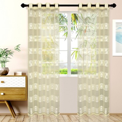Delicate Rope Stripe Sheer Grommet Curtain Panel Set by Blue Nile Mills