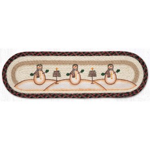 Earth Rugs Handmade Moon and Star Snowman Oval Jute Stair Tread – 27"x8.25" - 1 of 3