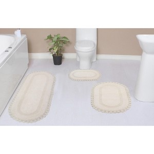 Hampton Crochet Collection Cotton Reversible Tufted Set of 3 Bath Rug Set - Home Weavers - 1 of 4