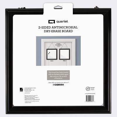 14"x14" 2-Sided Antimicrobial Dry Erase Board with Over-The-Door Hanger Black - Quartet