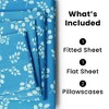 4 Piece Sheet Set Deep Pocket Floral Patterned Printed Bed Sheets Ultra Soft Microfiber Sheet Set - Lux Decor Collection - 3 of 4