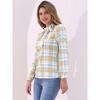 INSPIRE CHIC Women's Bow Tie Neck Keyhole Back Grid Checks Office Work Blouses - 3 of 4