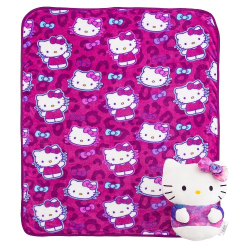 Hello Kitty, Bedding, Hello Kitty Plush Blanket And Pillow Travel Set Of  3 New Sanrio