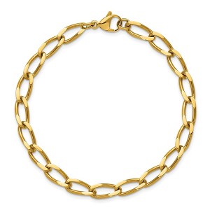 Chisel Stainless Steel Polished Yellow IP-plated 8" Elongated Curb Link Bracelet - 1 of 4