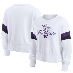 NCAA Washington Huskies Women's White Terry Crew Neck Sweatshirt - 1 of 3
