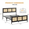 Rattan Bed Frame,  Metal Platform Bed with Natural Rattan Headboard Footboard and Silent Metal Slats Suppor - 2 of 4