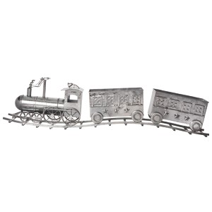 Transpac Metal 54.75 in. Silver Christmas Train Decor with 2 Cars - 1 of 1
